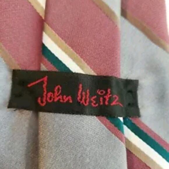 John Weitz Tie Men's 58 x 3 3/4 Burgundy Grey Green White Gorpcore Grandpacore - Picture 5 of 6